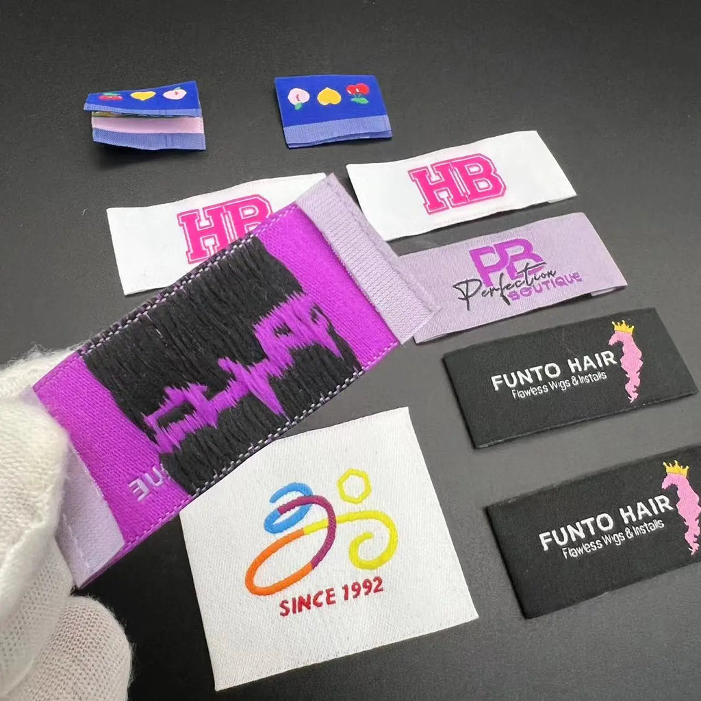 Lightweight Custom Colored Garment Woven Label Weaving Process Polyester Material Hat Pants Bag Label