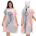 Ready to Ship Quick Dry Printed Microfiber Suede Wearable Adult Surf Changing Robe Poncho Hooded Beach Towel for Women and Men