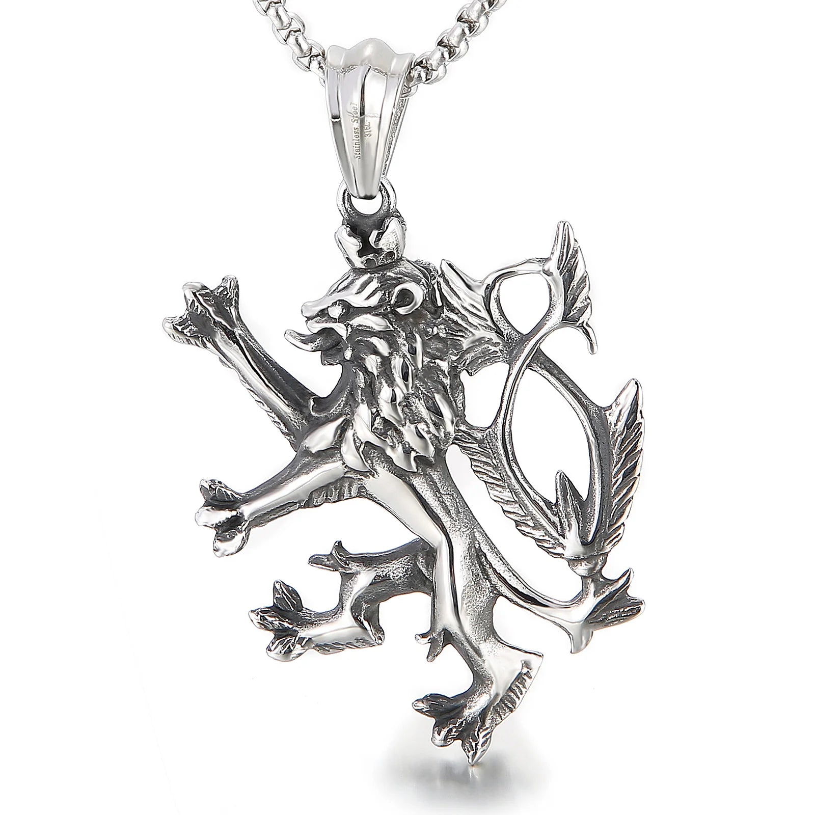 KALEN Vintage Black Men Jewelry Dragon Charm Pendant Necklace