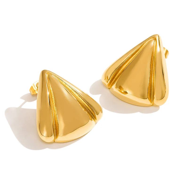MICCI Tarnish Free Jewelry Wholesale Stainless Steel Triangle Fashion Stud Earrings Gold Plated 18K Jewelry