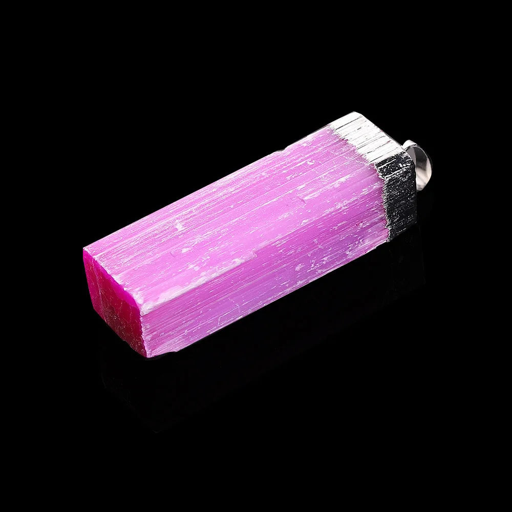 Diy Beneficial Product Rectangular Electroplated Edging Hanging Chain of Natural Raw Mineral Crystal Key Ring Purple Gypsum Stone Ke Souvenirs Gift
