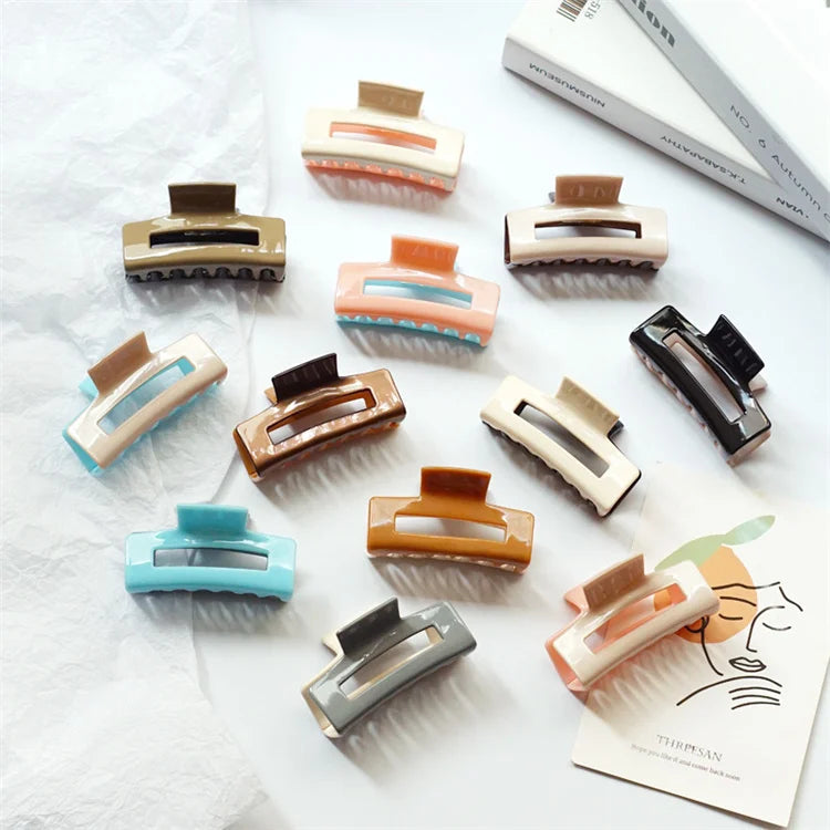 Hollow Rectangle Hair  Candy ColorsAcetate Claw Clips for Thick Hair