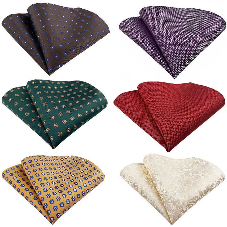 Wholesale New Paisley Pattern Polyester Pocket Square Men's Dot Floral Handkerchief for Parties