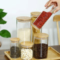 200-2500ml Hollow Borosilicate Glass Jars with Bamboo Lid for Building Storage Glass Decoration