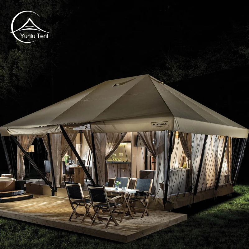 Two-Story Glamping Safari Lodge Luxe Retreat With Bathroom
