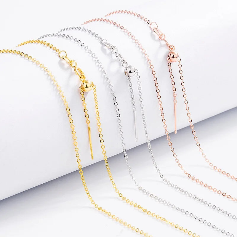 WHOLESALE BULK PRICE 18 Inch S925 Sterling Silver Flash O Chain With Pin and Adjustable Ball Choker Necklace DIY Accessories