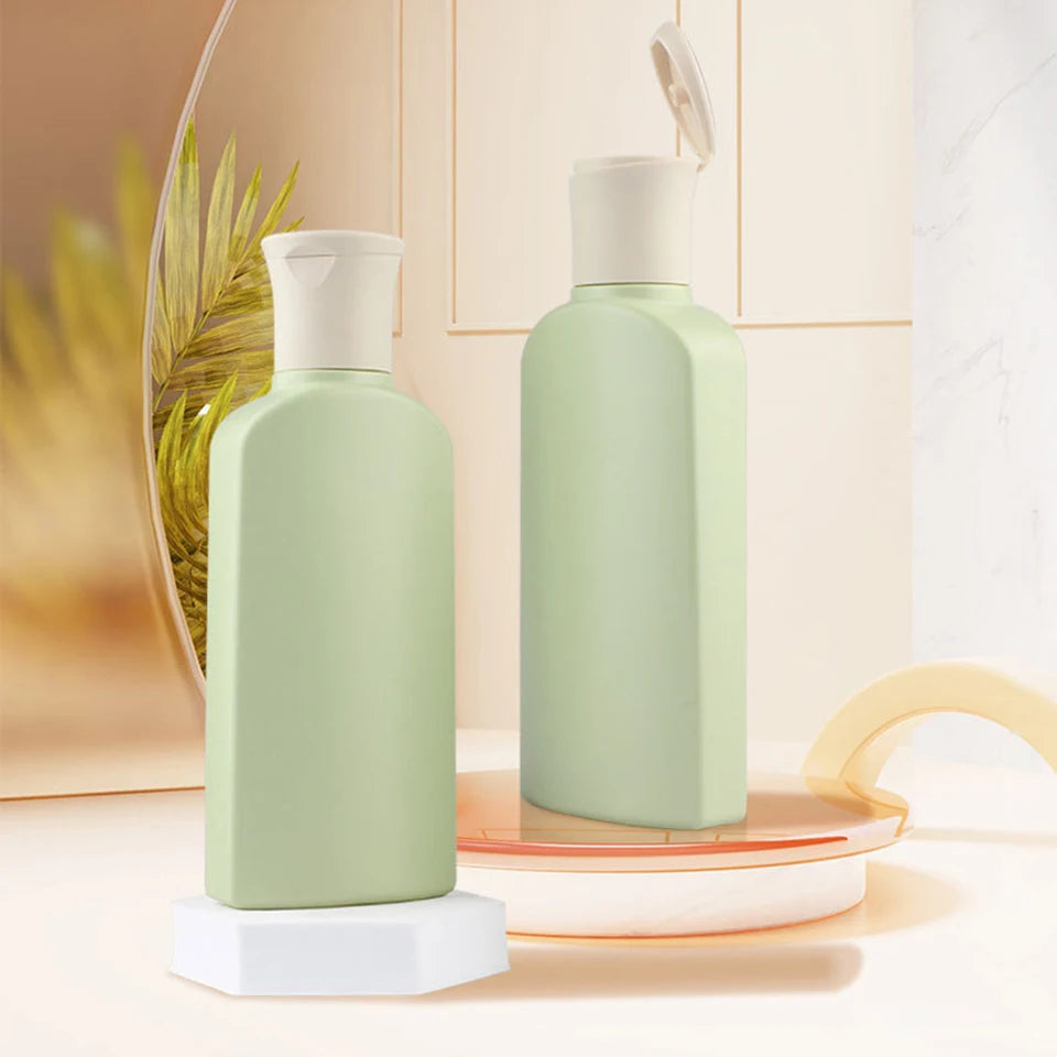 200ml Biodegradable Green PE Plastic Soft Touch Flip Cap Bottle for Personal Care for Shampoo Shower Gel Lotion Blush Packaging