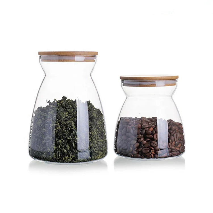 Wholesale 700ml 1100ml clear Food Grade Household Glass Storage Jar