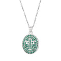 Hot Sale Fashion 925 Sterling Silver Religious Cross Pendant Necklace Emerald Zirconia With Chain Jewelry