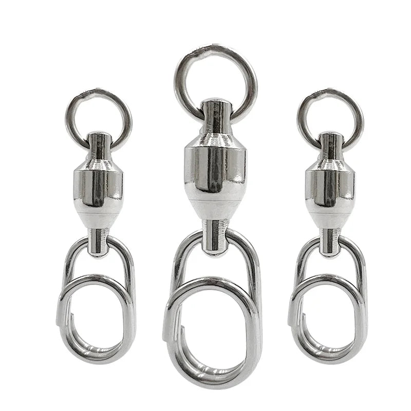 Saltwater Fishing Tackle Heavy Duty Terminal Connectors Double Ball Bearing Fishing Swivel with Oval Pin
