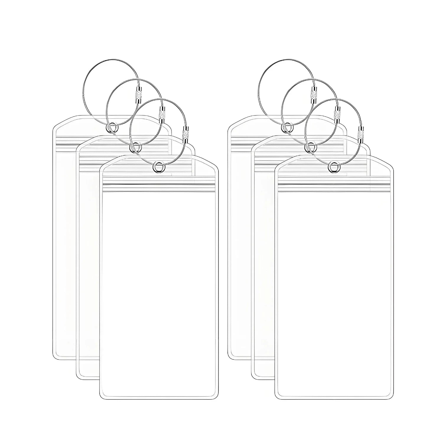 6 Pack Clear PVC Cruise Tag Holder Luggage Etag Plastic Luggage Tags
