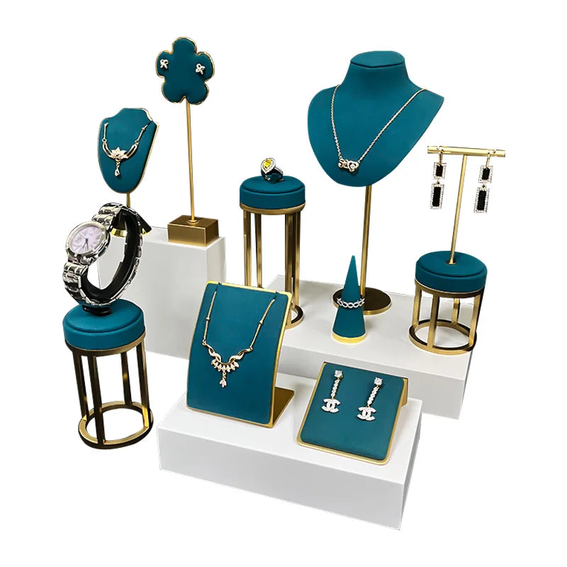 Luxury customize metal jewelry showcase props handmade jewellery sets display stand for jewellery cabinet