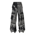 Paint Splatter Jeans American Style Retro High Street Heavy Industry Mud Wash Jeans Wide Leg Funky Jeans for Men