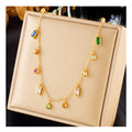 2024 New Arrival 18k Gold Plated Stainless Steel Colorful Zircons Charm Necklace Fashion Jewelry Tarnish Free Necklace Women