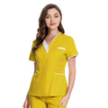 42060 Quick Ship V Collar Button Red Suit Pants Set Woman Nursing Scrubs Uniforms Sets Women Suits for Women Beige