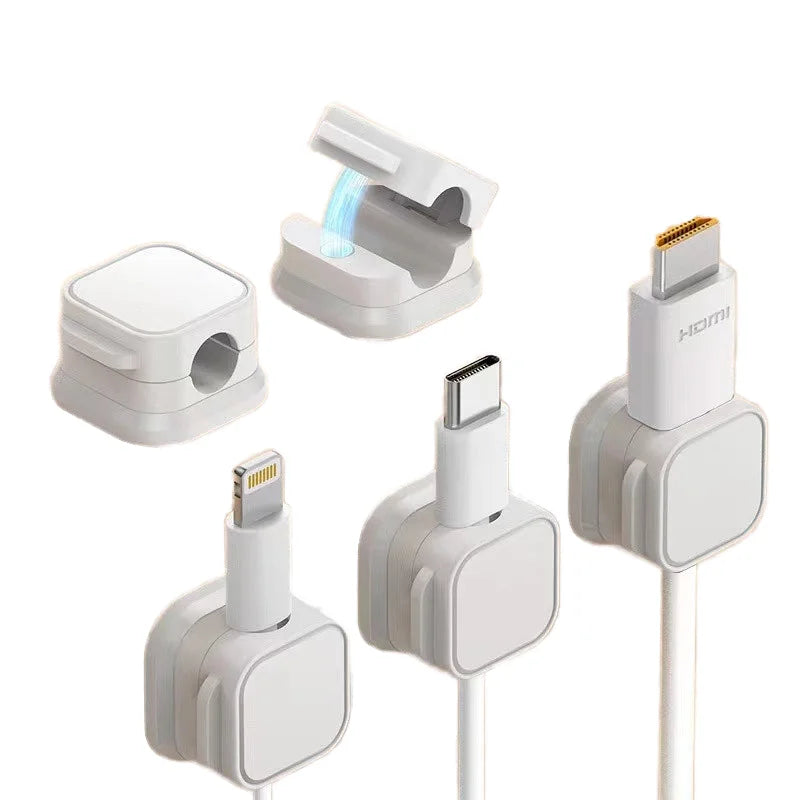 Adjustable Magnetic Cable Clip Foldable Plastic Cord Holder for Kitchen Table Desk Wall Organizing Cable Management Wire