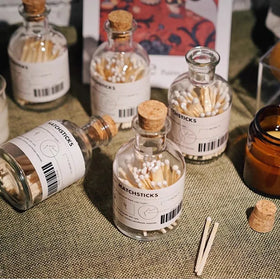 Chstom Logo 125ml 250ml Clear/brown Matches Bottle Cork Lid with Glass Candle Holder Small Glass Bottle Jar