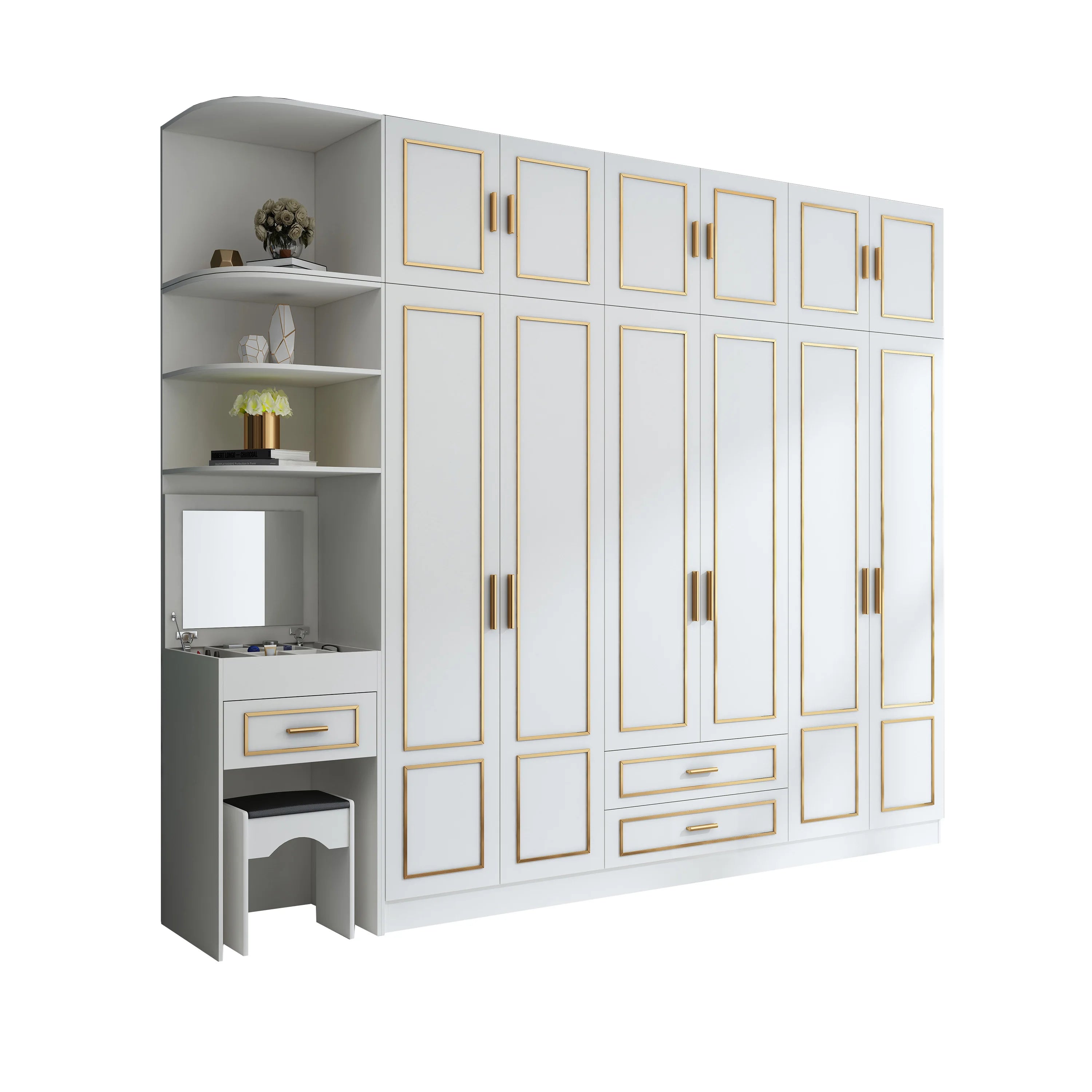 Bedroom Furniture Modern Wood Design Wardrobes Closet Clothes Storage Cabinet Dressing Table Wall Wardrobe