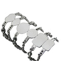 Custom Laser Id Wristband Engrave Monogram Blank Metal Plate Stainless Steel Link Chain Bracelet