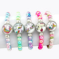 Kids Pearl Beads Elastic Band Bracelet Child Kid Unicorn Charm Personalized Snap Button Stretchy Beaded Bracelets for Children
