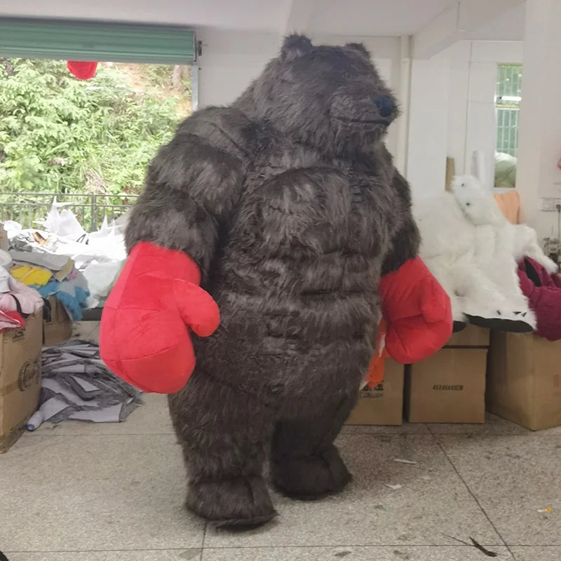 Funtoys Hot Sale Giant Inflatable Asiatic Black Bear Boxing Mascot Costume Plush Fur Custom Animal Wearable Walking 2m/2.6m/3m