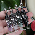 Chakra Stone Pendulum Pendant Crafts Jewelry Amethyst Crystal Quartz Silver Plated Classic Children's Spiritual Healing Charm