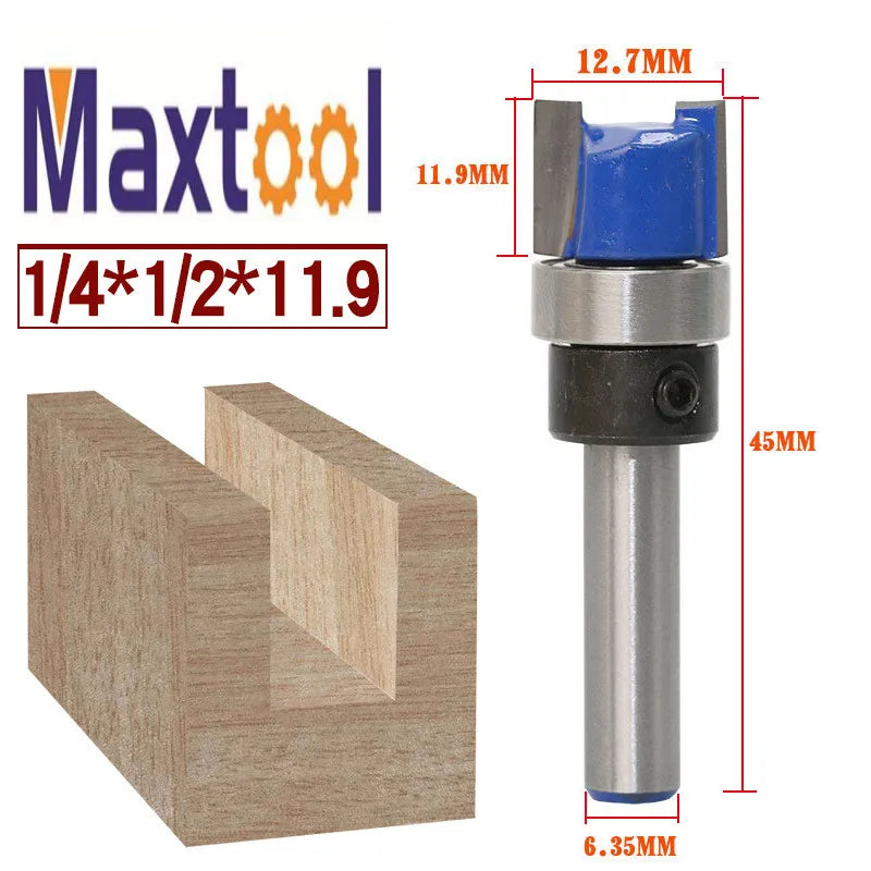 Woodworking Trimming Cutter Head 6.35mm Hard Alloy Milling Machine Straight Cutter Router Tools DIY OEM