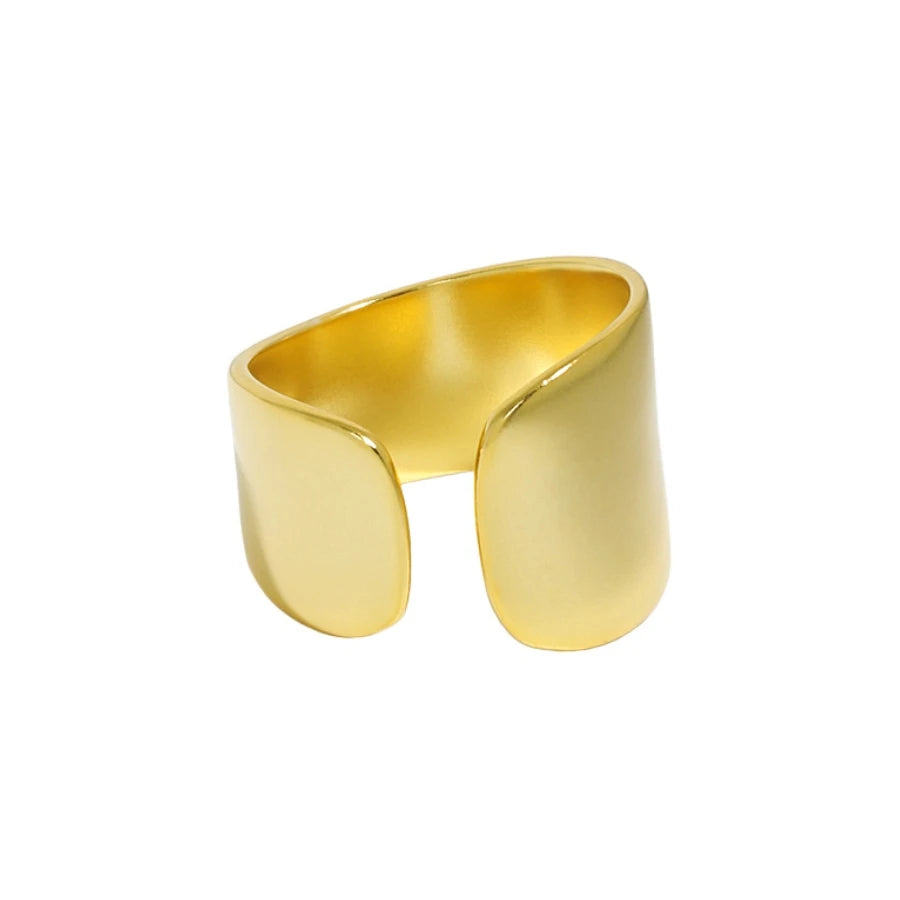 Wholesale Glossy Matt Surface Chunky Rings Gold Plated Adjustable 925 Sterling Silver Ring for Women