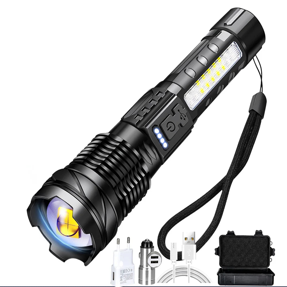 Aeternam High-power White Lazer Light 7 Lighting Modes Zoomable Waterproof Rechargeable USB P50 LED Tactical Torch Flashlights