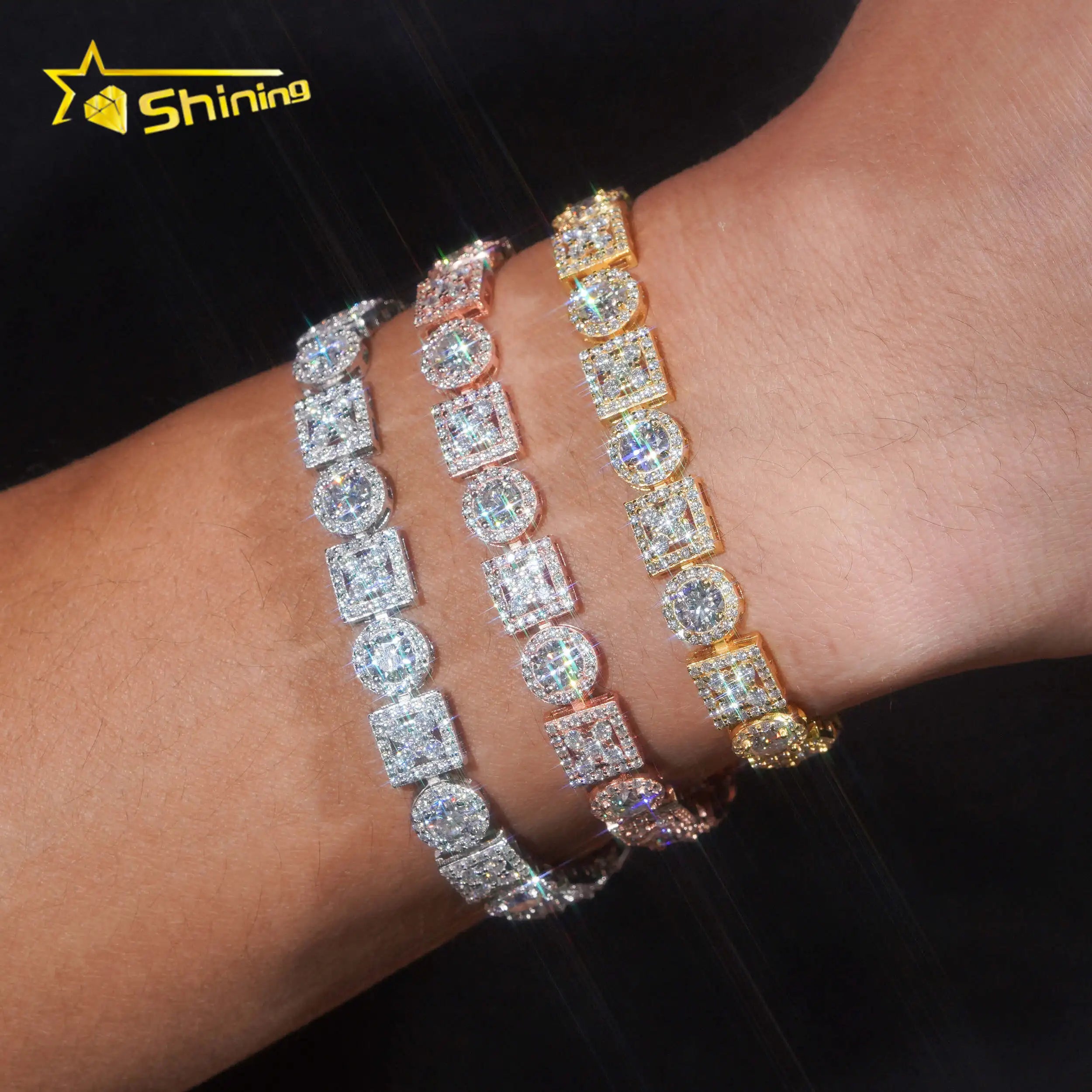 New Arrival 925 Sterling Silver Moissanite Pass Diamonds Tester Diamonds Fast Shipping Women Men Unisex Bracelet