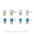 SP Korean Fashion Cute Bear Fine Fashion Zircon Opal Stone S925 Sterling Silver Stud Earrings