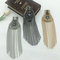 LHY Golden Silvery Black Colored Bead Chain Dress Embellishment Tassel Shoulder Board Fringe Brooch Epaulette