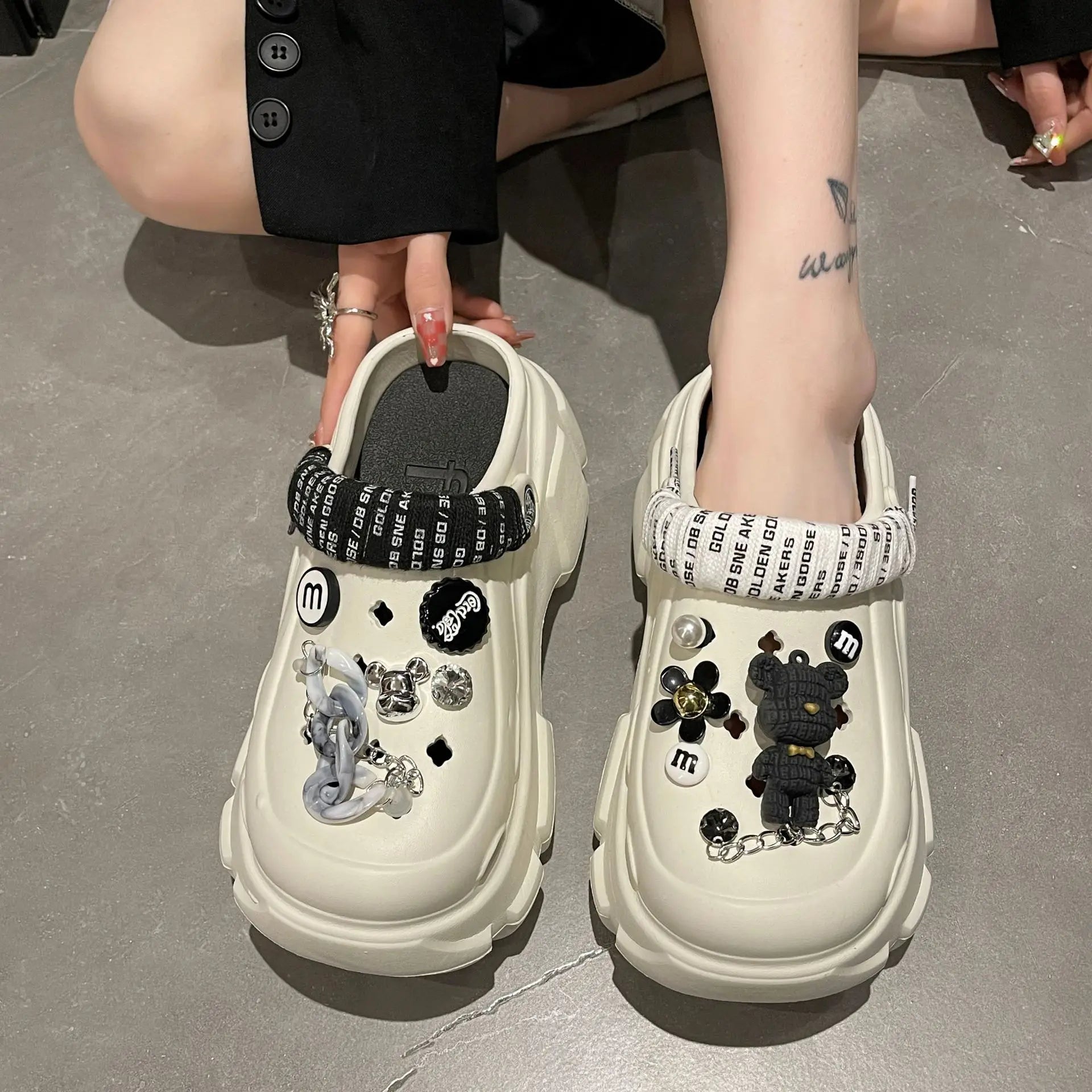 2025 Summer New DIY Cute Thick-Soled Platform Height Increasing Anti Slip EVA Girls Shoes Slides Sandals for Women and Ladies