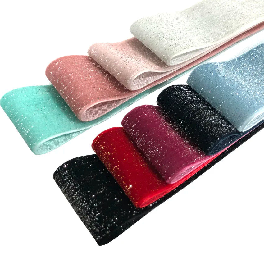 15mm 25mm 40mm Gold Silver Glitter Velvet Ribbon Metallic Velour Webbing for DIY Headwear Gift Decoration NO Elasticity 100 Yard