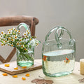 Nordic Tabletop Glass Flower Vase Handbag Shape Hydroponic Plant Vasese Fish Jar Aquariums Living Room Restaurant Decoration