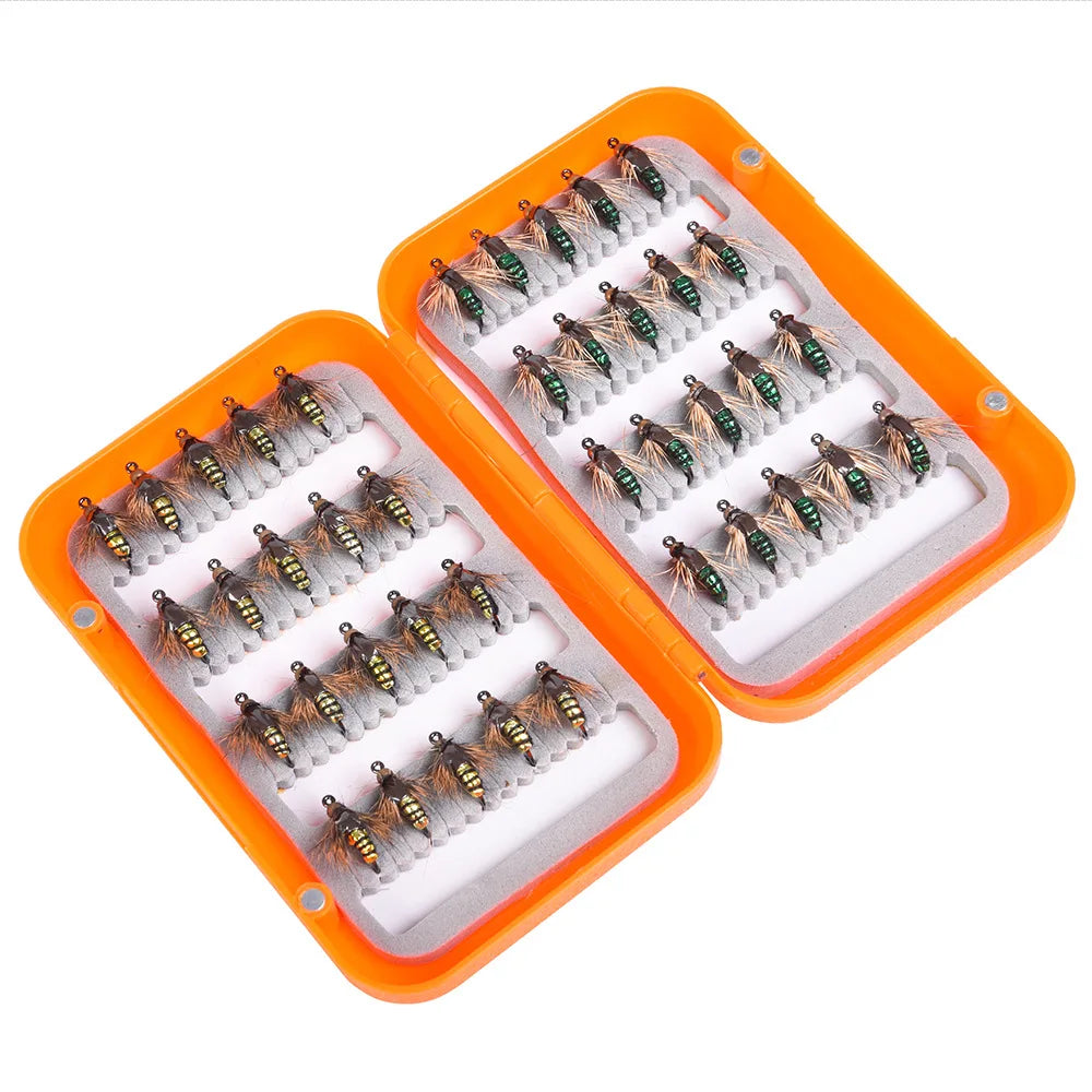 40pcs/box Dry Flies Wet Fly Lures Fly Fishing Lure Box With Foam Set Waterproof Durable Fishing Hook Lures