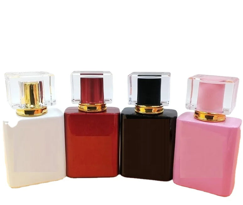 Luxury 50ml Colored square Glass Perfume Bottle White Black Men's Perfume Bottle Classic Perfume Bottle