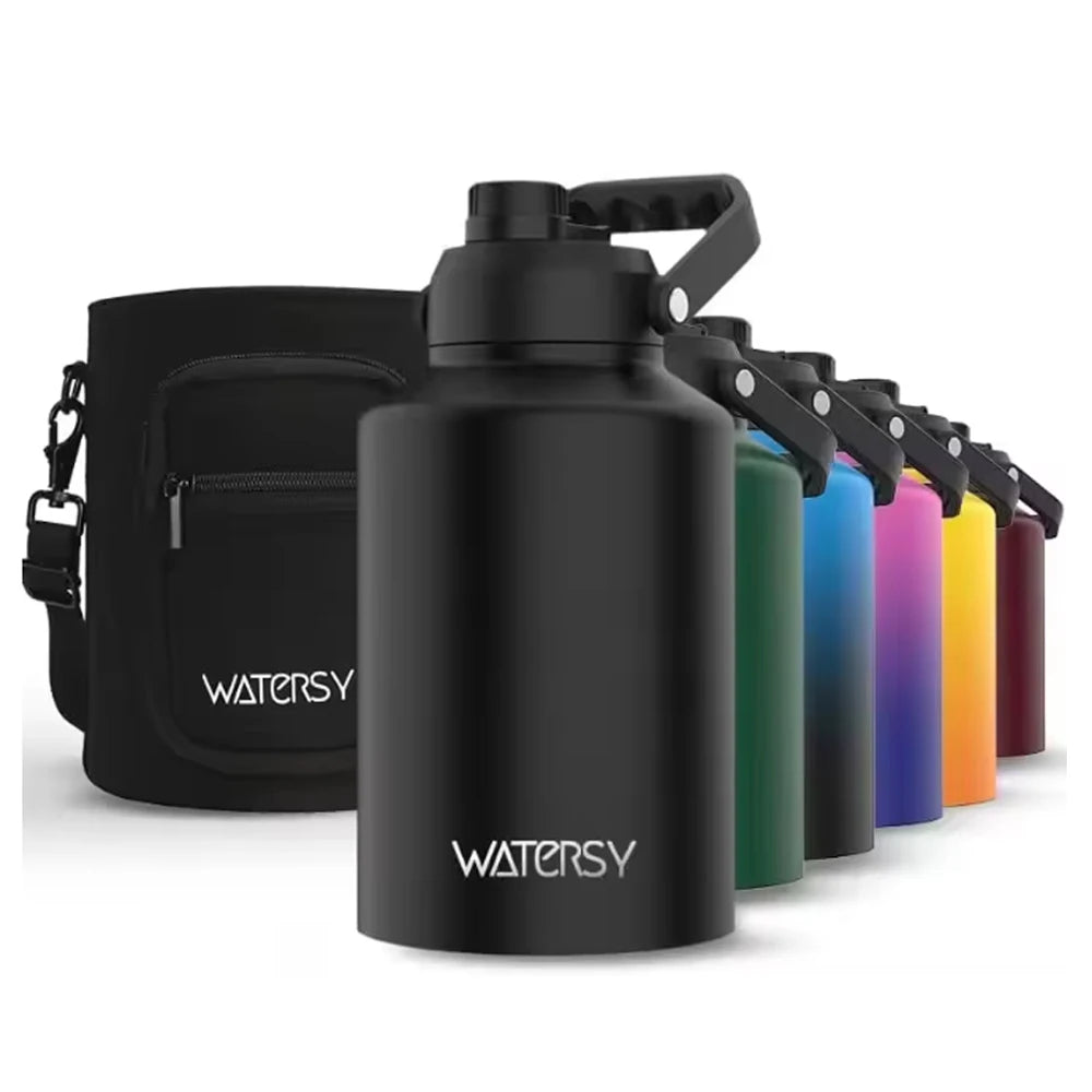 Watersy 2 Gallon Stainless Steel Vacuum Insulated Growler Leak-Proof Big Capacity 128oz Vacuum Flask for Outdoors Camping