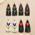 Vintage Ethnic Style Floral Seed Beads Tassel Earrings Bohemian Colorful Handmade Beaded Earrings for Women Jewelry Wholesale