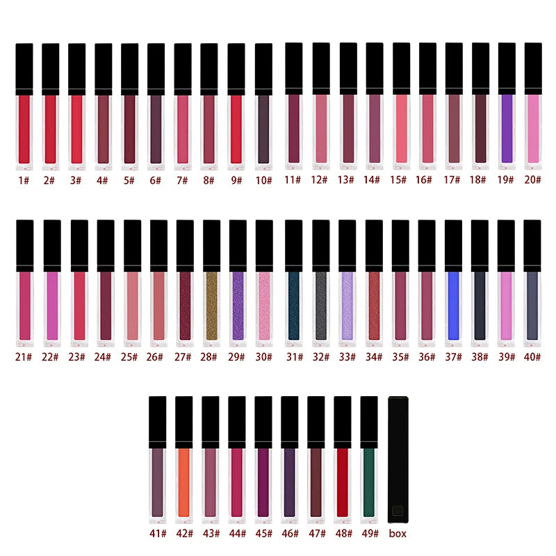49 Colors Wholesale Make Your Own Lipstick No Logo Long Lasting Cosmetic Vegan Private Label Matte Liquid Lipstick