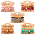 4pcs/set Boho Style Women's Fashion Bracelet Set Gold Plated Tassel Charm Glass Beaded Wristband Female Jewelry Gift