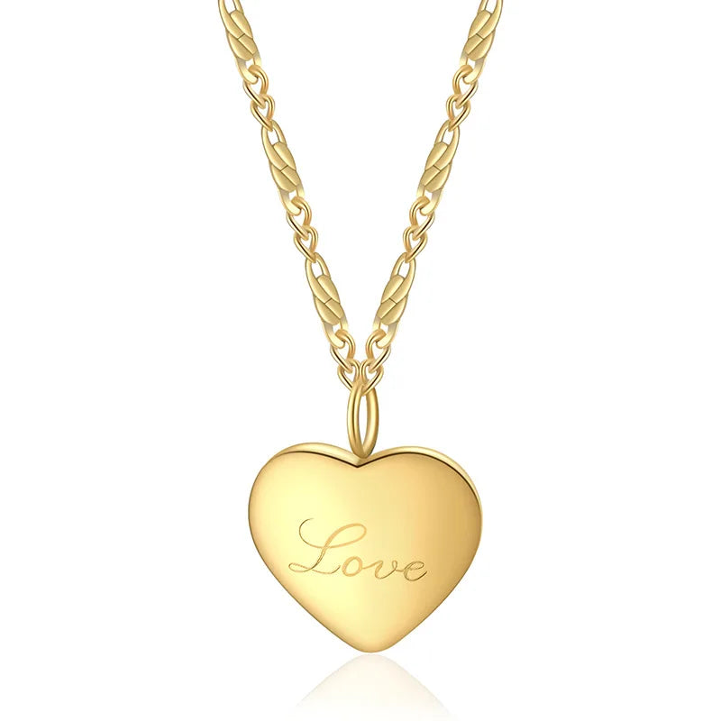 New Arrival Heart Shape Letter Love Necklace Women Fashion Stainless Steel Gold Plated Clavicle Chain Fine Jewelry