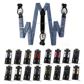 Men's Y Style Hook Buckle Suspenders Extended Elastic Straps Steel Buckle Micro Woven Fabric-Plus-Size Adult Size for Comfort