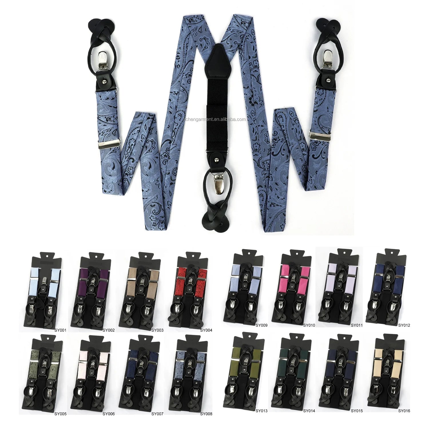 Men's Y Style Hook Buckle Suspenders Extended Elastic Straps Steel Buckle Micro Woven Fabric-Plus-Size Adult Size for Comfort