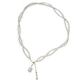 Lily Valley Natural Freshwater Pearl Necklace 14K Gold Plated French Vintage Double Layer Wear on Collarbone