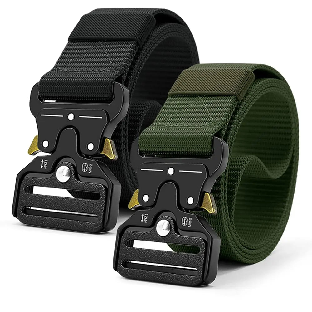 Custom Fashion Camouflage Printed Logo Stylish Men's Black Thickening Nylon Tactical Fabric Belt With Heavy-Duty Alloy Buckle