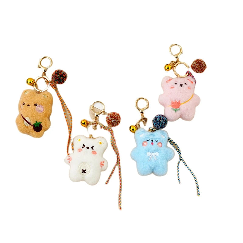 Peluches Cute Soft Small Valentines Stuffed Plush Teddy Bear Keychain Pompom Bell Rope Plushie Bear Keychain Claw Doll Machine