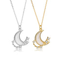 FUAMAY Silver 925 Shell Moon Necklace With Zircon Moon Pendant Necklace With Star