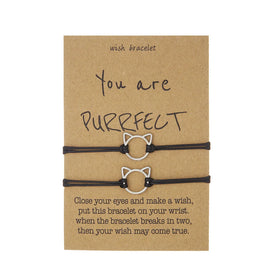 Manufacturer Cute Cat Charm Bracelet Gift for Cat Lover Friendship Gift Cat Pendant Macrame Bracelet