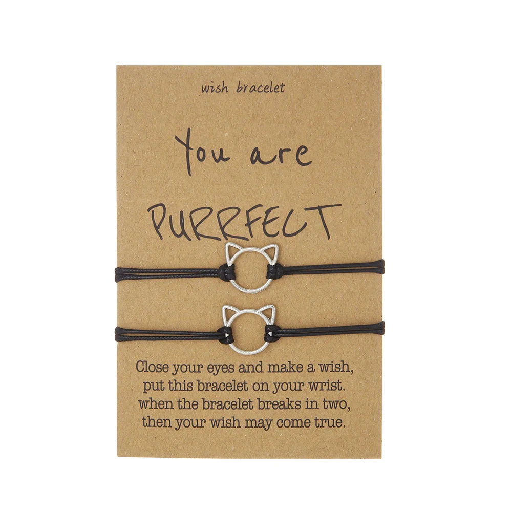 Manufacturer Cute Cat Charm Bracelet Gift for Cat Lover Friendship Gift Cat Pendant Macrame Bracelet